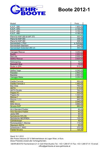 pricelist - Gehr-Boote