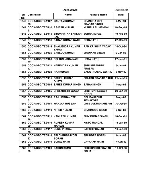 GREF CENTRE PUNE LIST OF CANDIDATES FOUND NOT ...