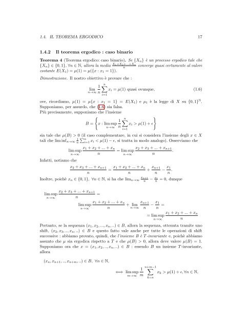 Il teorema ergodico - Matematica e Applicazioni