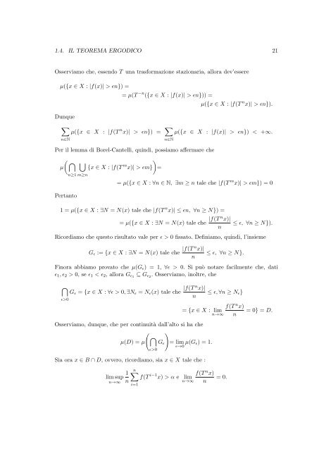 Il teorema ergodico - Matematica e Applicazioni