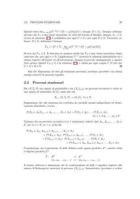 Il teorema ergodico - Matematica e Applicazioni