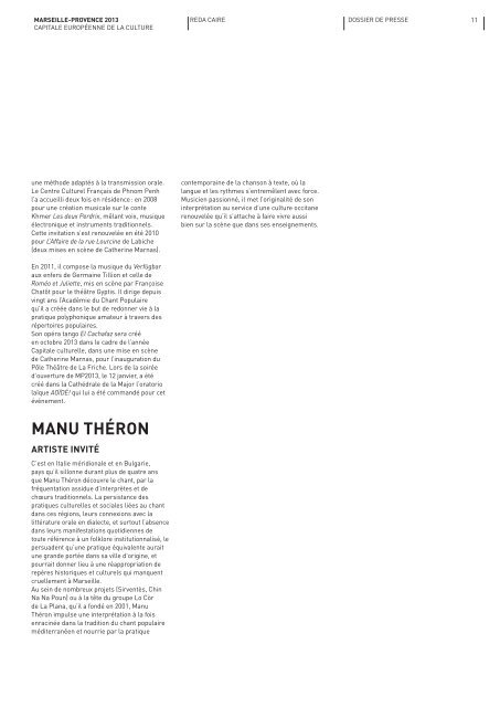 TÃ©lÃ©charger le dossier de presse - Marseille Provence 2013