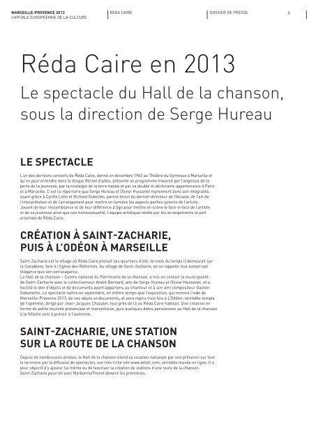TÃ©lÃ©charger le dossier de presse - Marseille Provence 2013