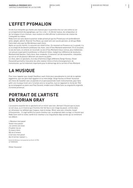 TÃ©lÃ©charger le dossier de presse - Marseille Provence 2013
