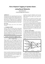 Part of Speech Tagging of spoken Dutch using Neural Networks