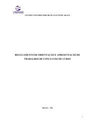 REGULAMENTO DE ORIENTAÇÃO E APRESENTAÇÃO ... - Uniaraxá