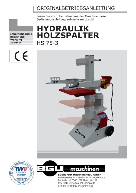 HYDRAULIK HOLZSPALTER - BGU Maschinen