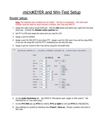 micro KEYER and Win-Test Setup - microHAM