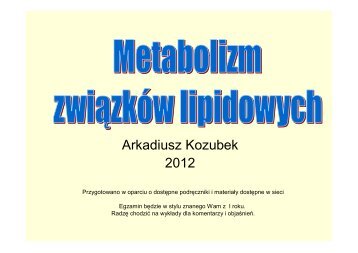 Metabolizm zwiÄzkÃ³w lipidowych