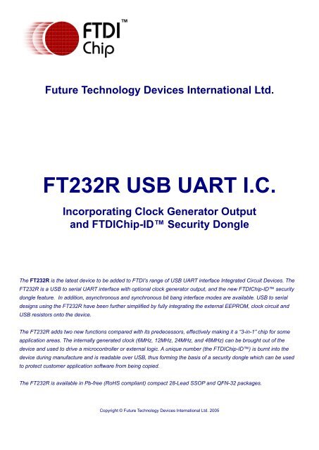 FT232R USB UART I.C. - SparkFun Electronics