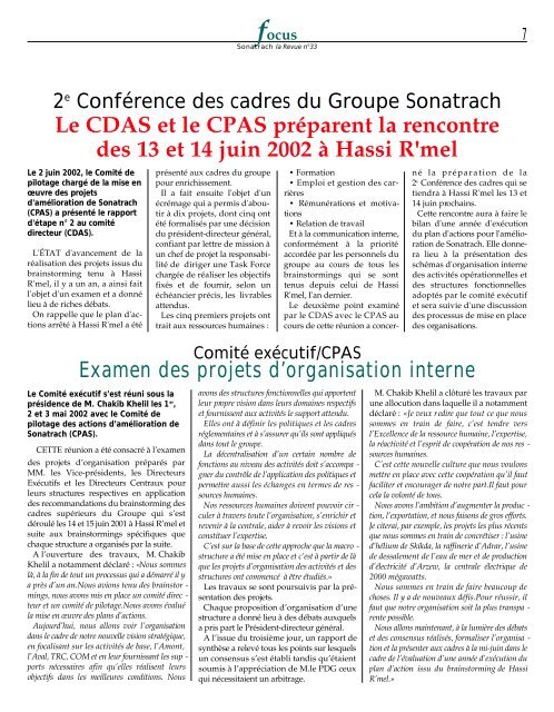 Sonatrach la Revue nÂ°33 - MinistÃ¨re de l'Ã©nergie et des mines