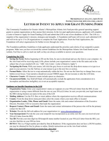 letter of intent to apply for grant funding form - The Community ...