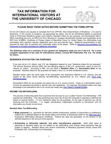 UPP 192 Instructions - University of Chicago