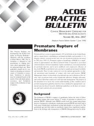 ACOG Practice Bulletin No. 80: Premature Rupture of Membranes