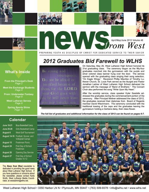 2012 Graduates Bid Farewell to WLHS - West Lutheran High School