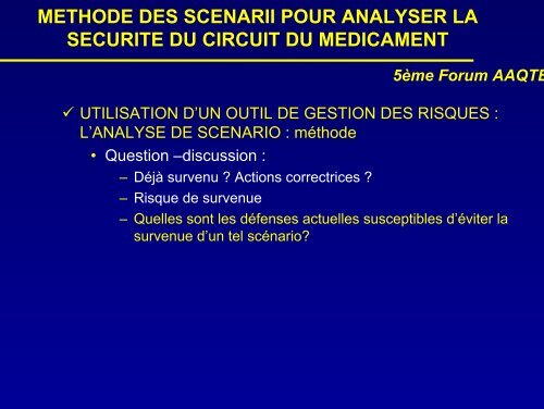 MÃ©thode des scÃ©narii pour analyser la sÃ©curitÃ© du circuit du ... - ADIPh