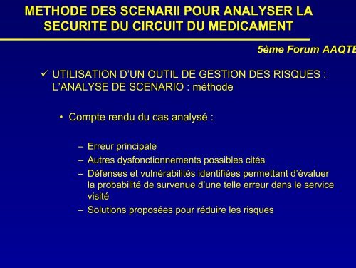 MÃ©thode des scÃ©narii pour analyser la sÃ©curitÃ© du circuit du ... - ADIPh