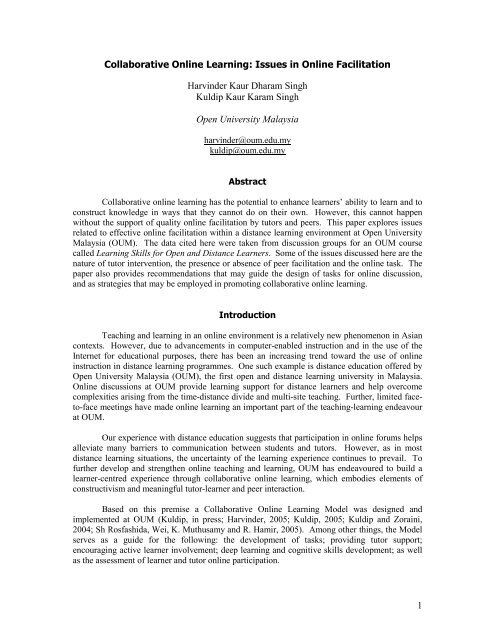 1 Collaborative Online Learning Oum I Repository Open