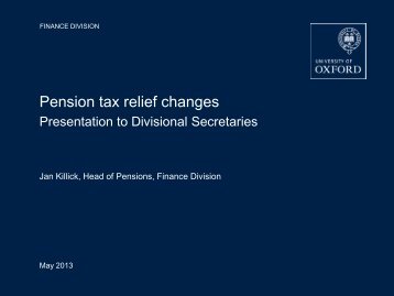 Presentation on Pension tax relief changes