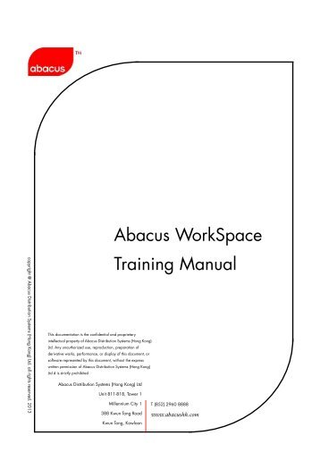 Abacus WorkSpace Manual - Abacus Distribution Systems (Hong ...