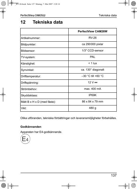 PerfectView CAM26W - Waeco