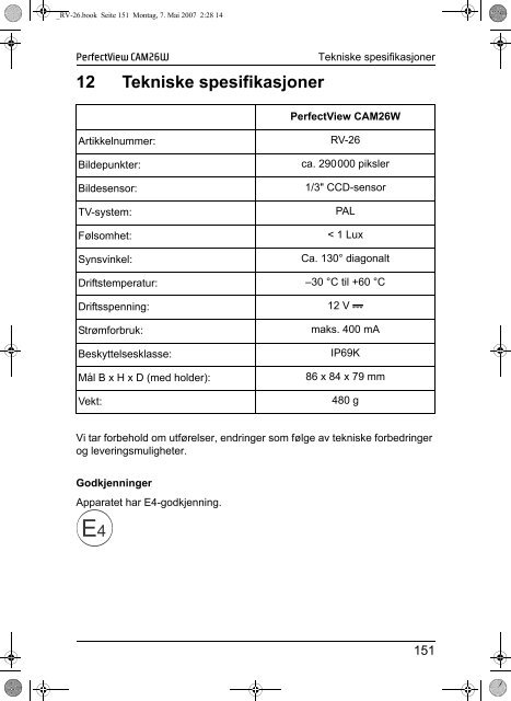 PerfectView CAM26W - Waeco