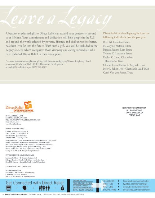 2010 Spring Newsletter - Direct Relief