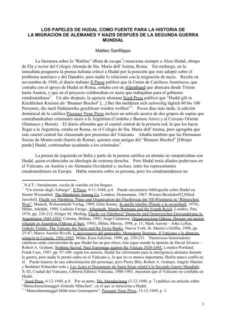 1 los papeles de hudal como fuente para la historia de la migraciÃ³n ...