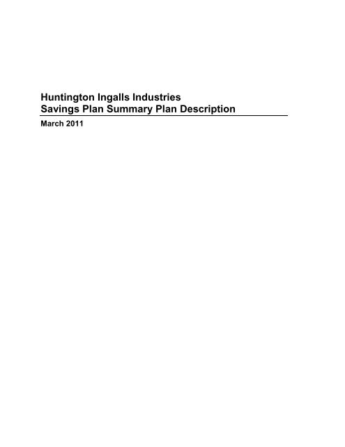 Huntington Ingalls Industries Savings Plan ... - Benefits Connect