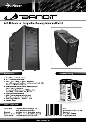 ATX-GehÃ¤use mit Festplatten-Dockingstation im Deckel - Sharkoon