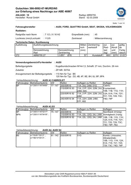 Gutachten 366-0092-07-MURD/N5 zur Erteilung eines Nachtrags ...