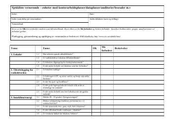 Sjekkliste vernerunde â enheter med kontorarbeidsplasser ...