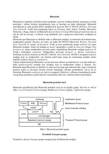 Bluetooth Bluetooth je standard za beÅ¾iÄni prenos podataka i govora ...