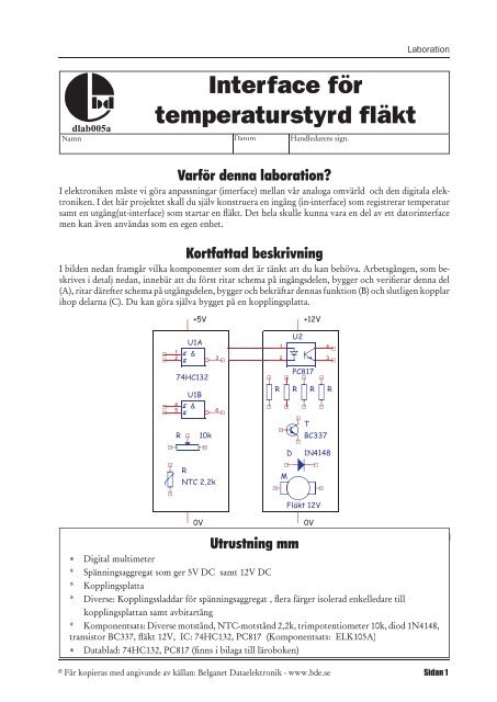 Interface fÃ¶r temperaturstyrd flÃ¤kt - Belganet Dataelektronik