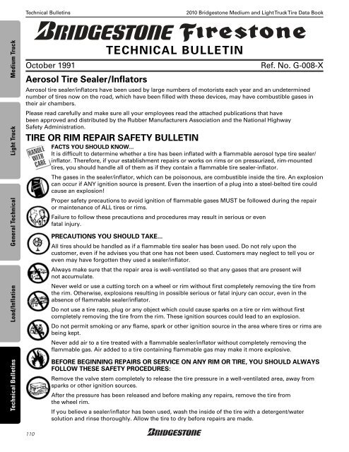 Bridgestone Medium and Light Truck Tire Data Book - Sullivan Tire ...