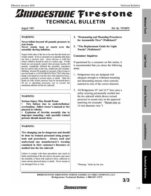 Bridgestone Medium and Light Truck Tire Data Book - Sullivan Tire ...