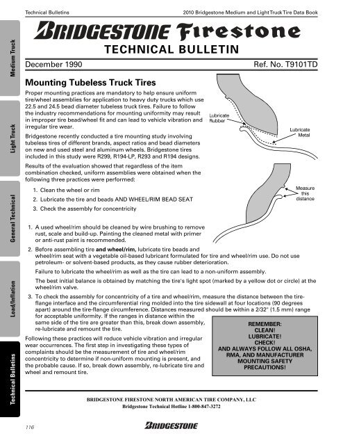 Bridgestone Medium and Light Truck Tire Data Book - Sullivan Tire ...