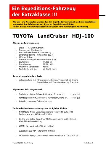 TOYOTA LandCruiser HDJ-100 - Special Mobils