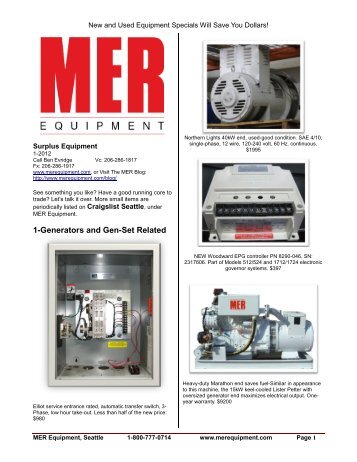 1-Generators and Gen-Set Related - MER Equipment