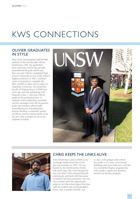 KWS Alumni Magazine 2013 Edition - Kinross Wolaroi School