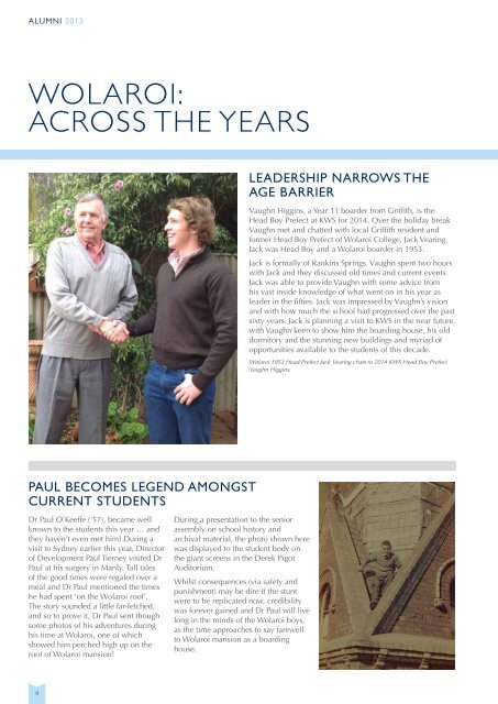 KWS Alumni Magazine 2013 Edition - Kinross Wolaroi School