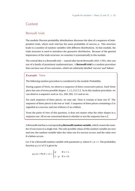 Binomial distribution - the Australian Mathematical Sciences Institute