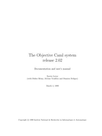 The Objective Caml system release 2.02 - The Caml language - Inria