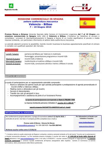 Missione commerciale in Spagna - Camera di Commercio di Monza ...