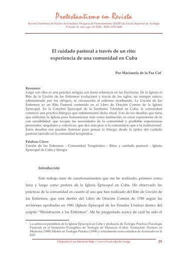 El cuidado pastoral a través de un rito: experiencia de una ...