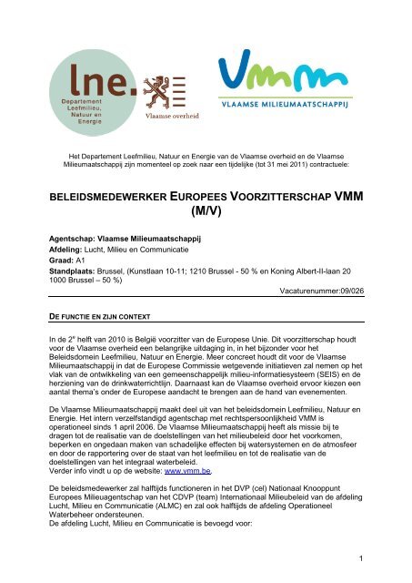 Vacature bij het departement Leefmilieu, Natuur en Energie