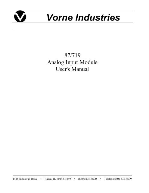 87/719 Analog Input - Vorne Industries, Inc.