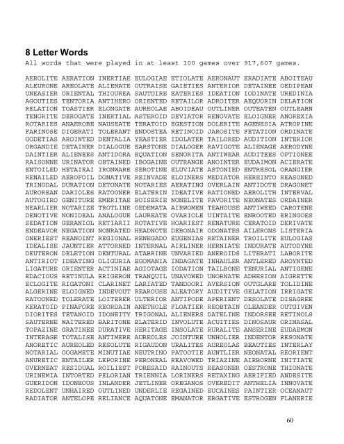 Table of Contents - Ottawa Scrabble Club