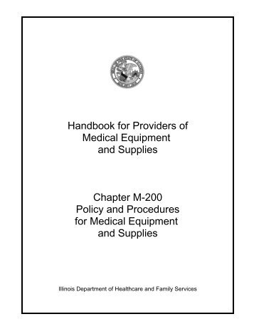Handbook For Providers Of Medical Equipment And Supplies