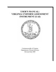 user's manual: virginia uniform assessment instrument (uai)